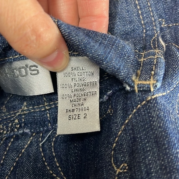 Chicos Reversible Quilted Denim Paisley Button Jacket Womens Size 2 Country Boho - Picture 12 of 13